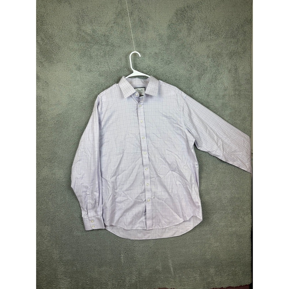 Charles Tyrwhitt Dress Shirt Mens 17 /37 Pink Classic Fit non Iron Gingham Check